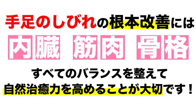 手足のしびれの根本改善には全てのバランスが大事です。